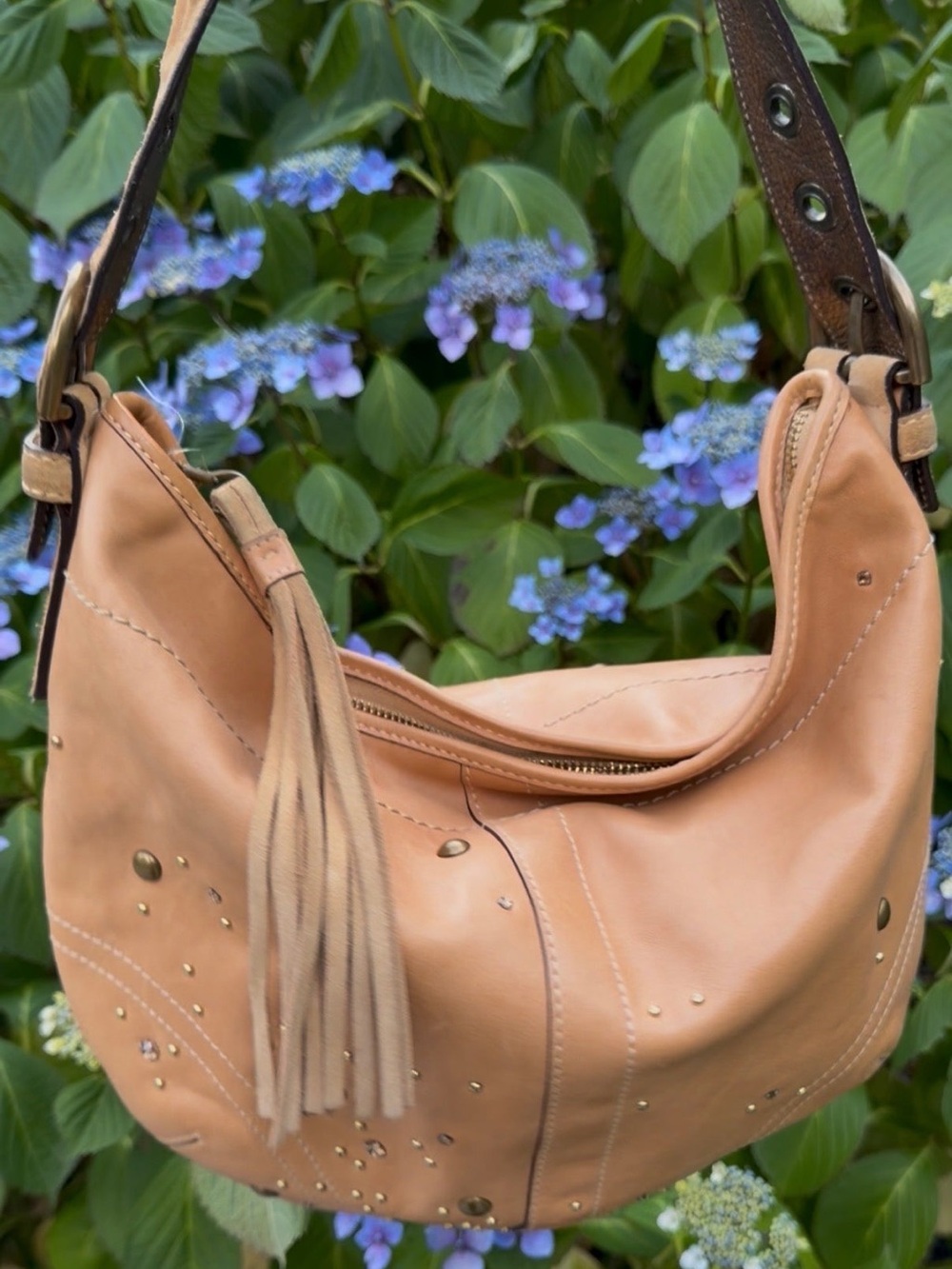 Coach Soho Crystal Studded Vachetta Leather Boho Hobo 8A28